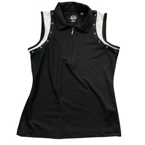 EP Pro XS Black whtie Sleeveless Vented Arms 1/4‎ Zip 100% Polyester Tennis Golf